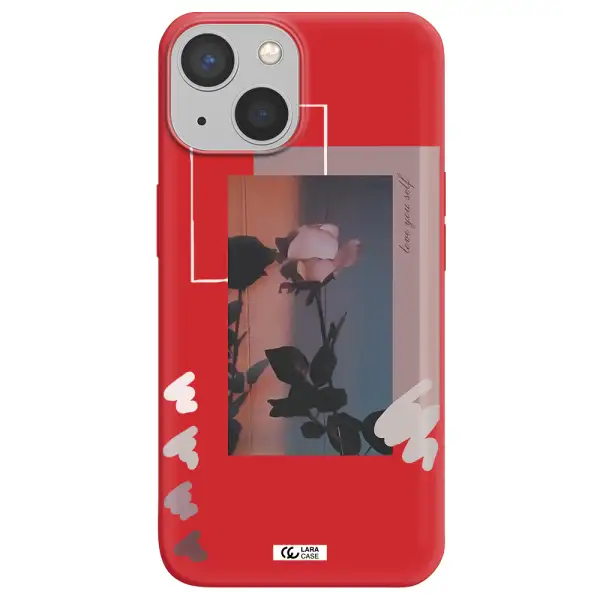Pink Rose Apple iPhone 13 Silicone Imperial Red Case