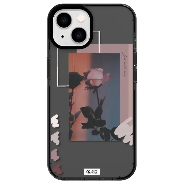 Pink Rose Apple iPhone 14 impact Smoke Black Case