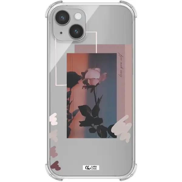 Pink Rose Apple iPhone 14 plus Clear PC Case