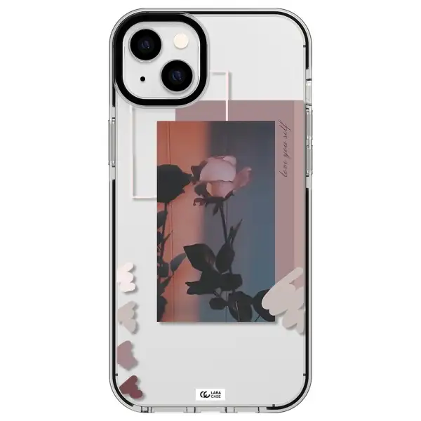 Pink Rose Apple iPhone 14 plus impact black border Case