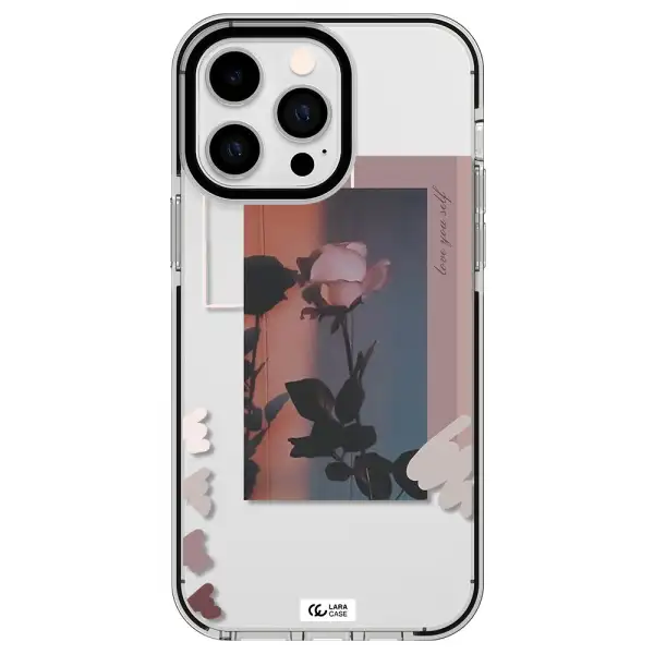 Pink Rose Apple iPhone 15 Pro impact black border Case