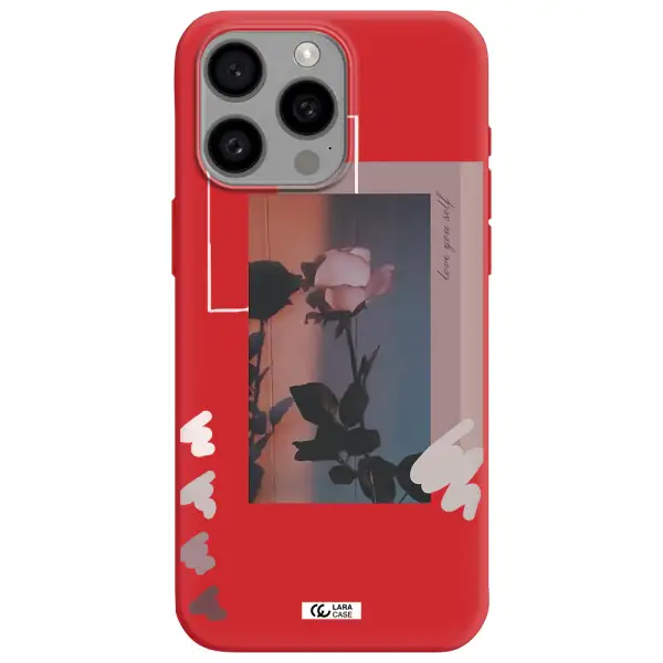 Pink Rose Apple Iphone 15 Pro Max Silicone Imperial Red Case