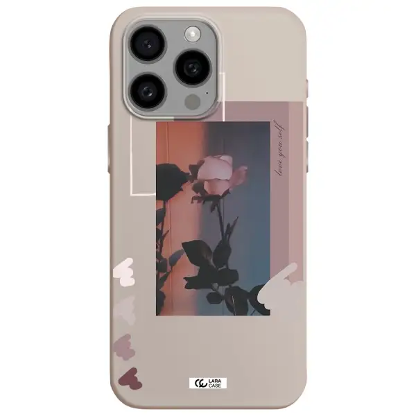 Pink Rose Apple Iphone 15 Pro max Silicone Stone Case