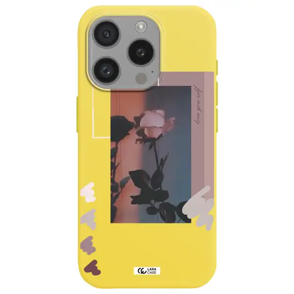 Pink Rose Apple Iphone 15 Pro Silicone Canary Yellow Case