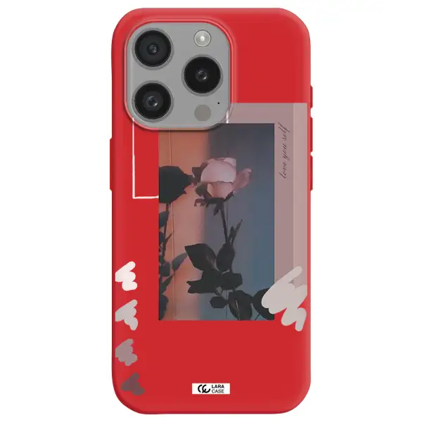 Pink Rose Apple Iphone 15 Pro Silicone Imperial Red Case