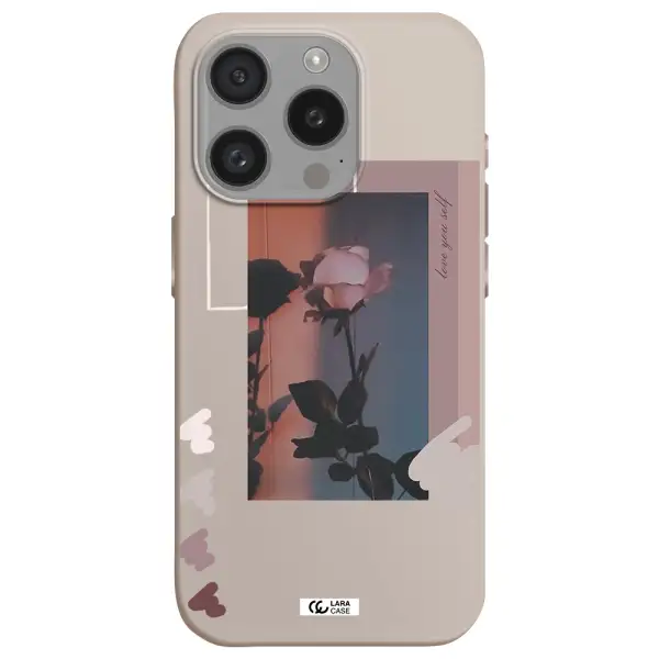 Pink Rose Apple Iphone 15 Pro Silicone Stone Case