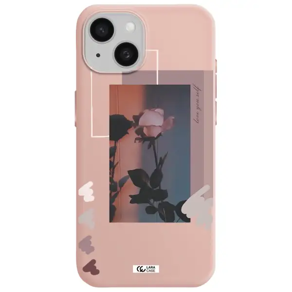 Pink Rose Apple Iphone 15 Silicone Pastel Pink Case