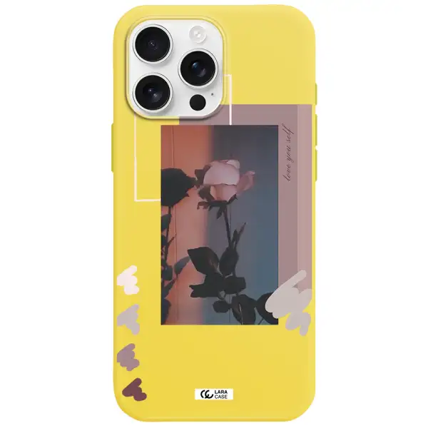 Pink Rose Apple Iphone 16 Pro Max Silicone Canary Yellow Case