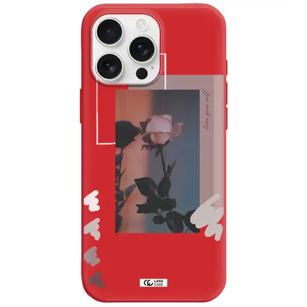 Pink Rose Apple Iphone 16 Pro Max Silicone Imperial Red Case