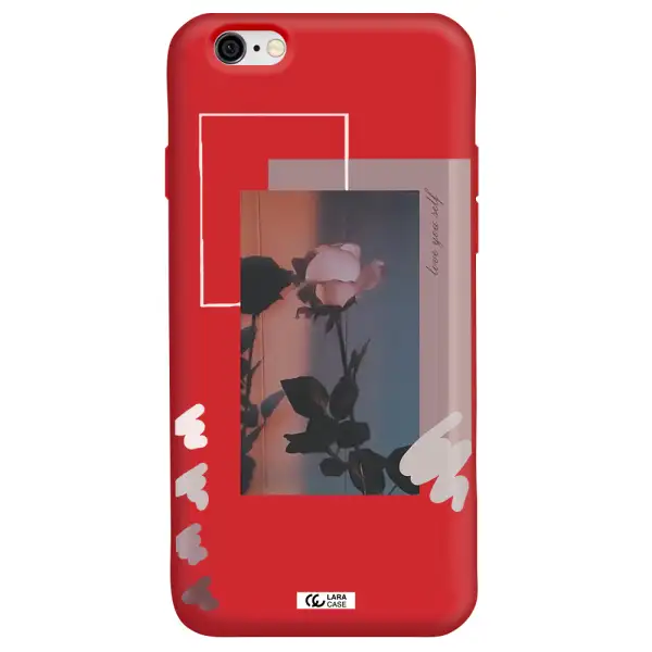 Pink Rose Apple iPhone 6 Silicone Imperial Red Case