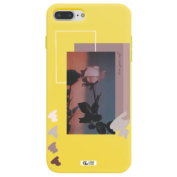 Pink Rose Apple iPhone 7 plus Silicone canary yellow Case