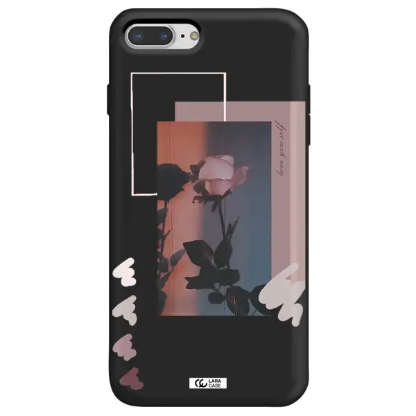 Pink Rose Apple iPhone 8 plus Silicone black Case