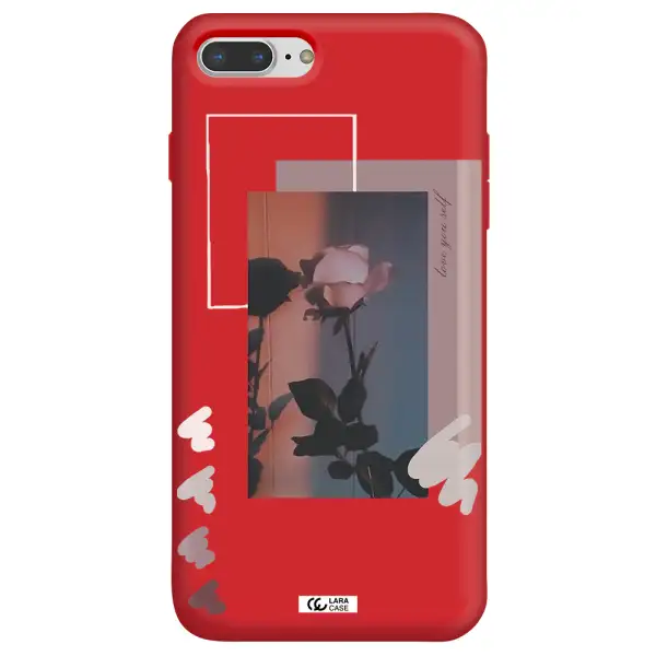 Pink Rose Apple iPhone 8 plus Silicone Imperial Red Case