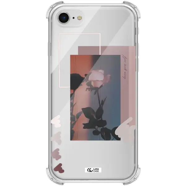 Pink Rose Apple iPhone se 2020 Clear PC Case