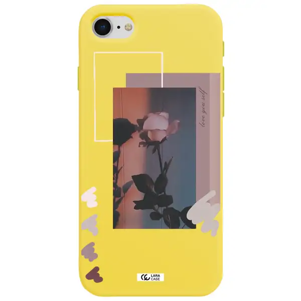 Pink Rose Apple iPhone se 2020 Silicone canary yellow Case