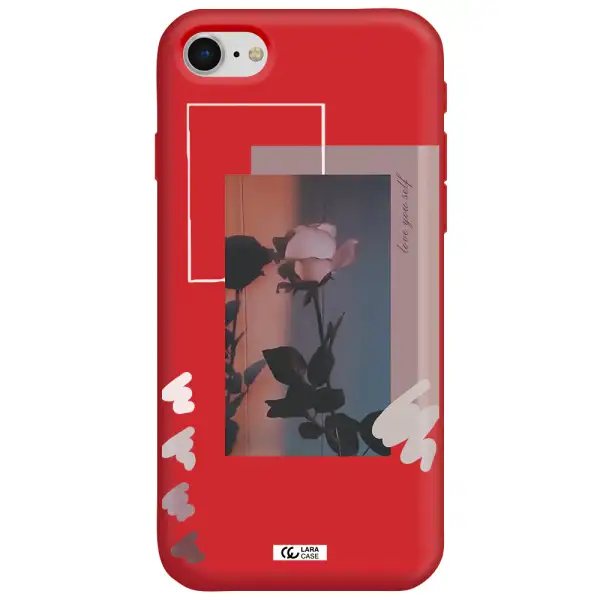 Pink Rose Apple iPhone se 2020 Silicone Imperial Red Case