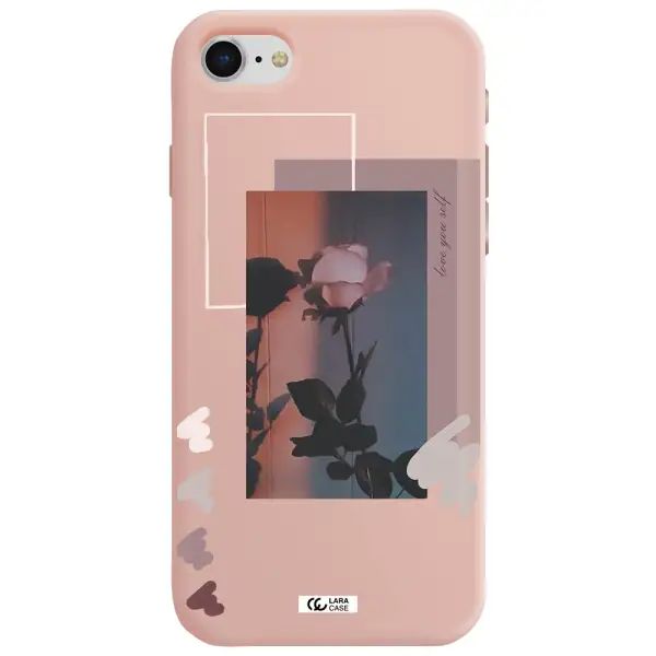 Pink Rose Apple iPhone se 2020 Silicone pastel pink Case