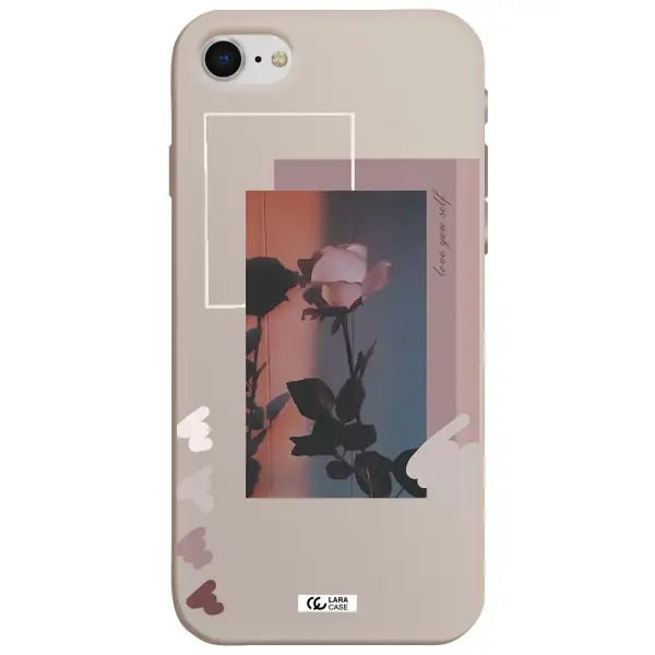 Pink Rose Apple iPhone se 2020 Silicone Stone Case