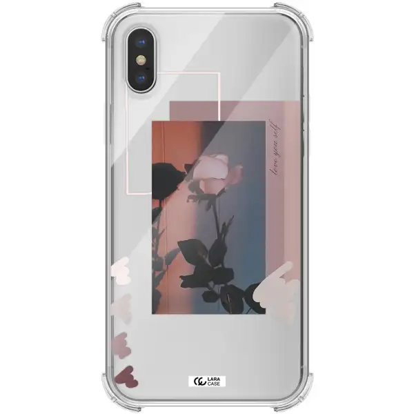 Pink Rose Apple iPhone X Clear PC Case