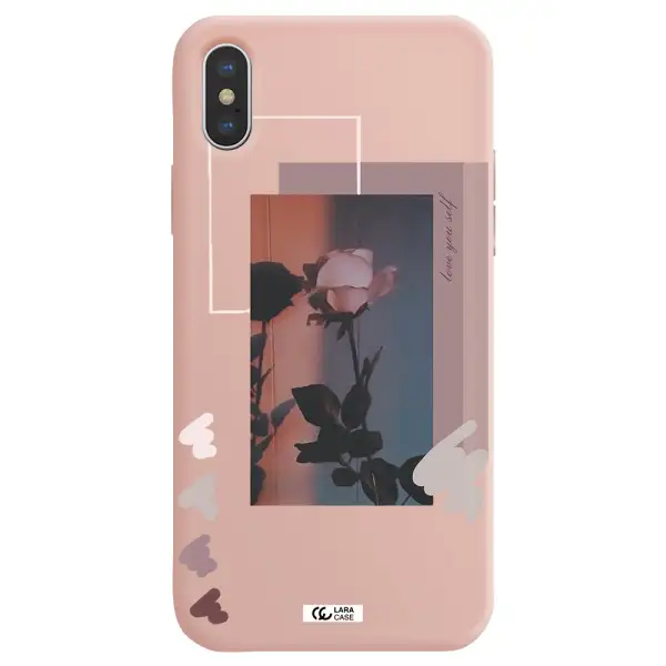 Pink Rose Apple iPhone X Silicone pastel pink Case