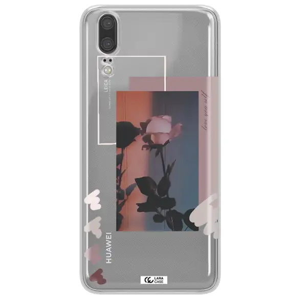 Pink Rose Huawei P20 Clear TPU Case