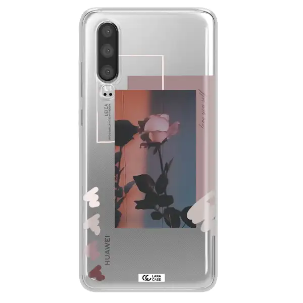 Pink Rose Huawei P30 Clear TPU Case