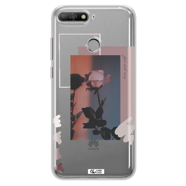 Pink Rose Huawei Y6 Prime 2018 Clear TPU Case