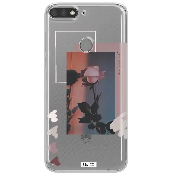 Pink Rose Huawei Y7 Prime 2018 Clear TPU Case