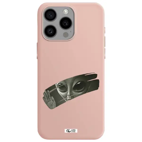 Alien Apple Iphone 15 Pro max Silicone pastel pink Case