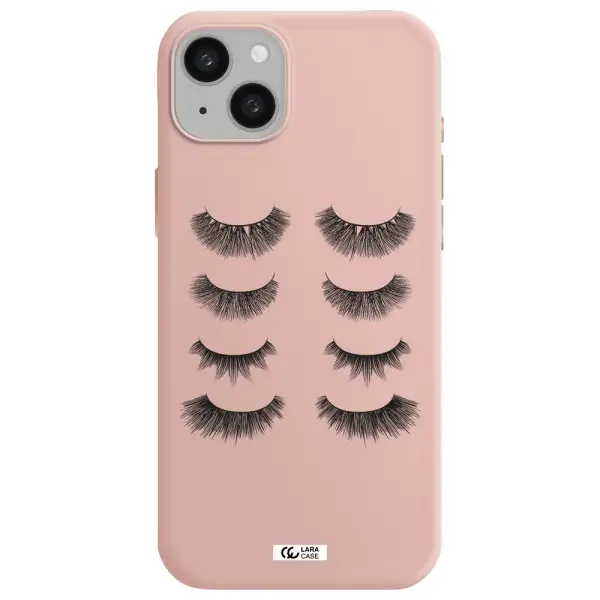 Eyelids Apple iphone 15 plus Silicone pastel pink Case