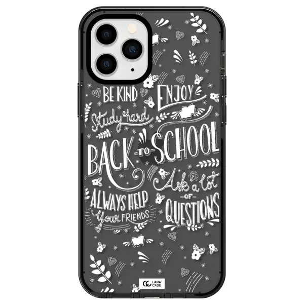Back To School Apple iPhone 11 pro max impact Smoke Black Case