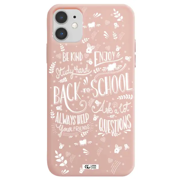 Back To School Apple iPhone 11 Silicone pastel pink Case