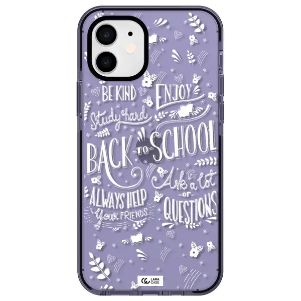 Back To School Apple iPhone 12 impact Lilac Case