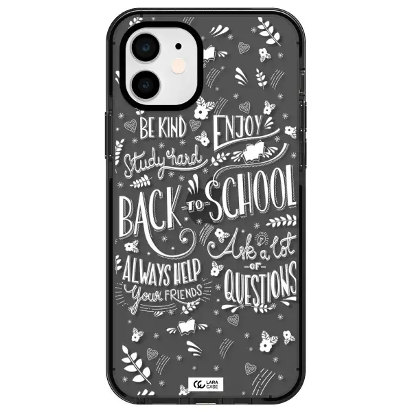 Back To School Apple iPhone 12 impact Smoke Black Case