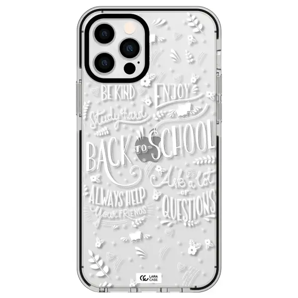 Back To School Apple iPhone 12 pro impact black border Case