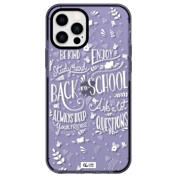 Back To School Apple iPhone 12 pro impact Lilac Case