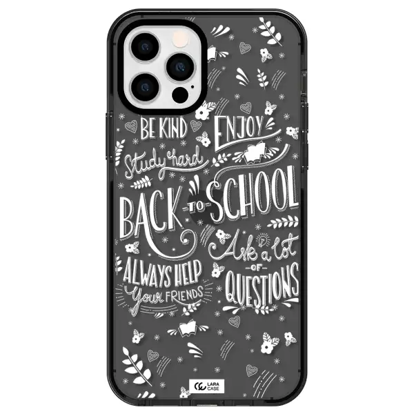 Back To School Apple iPhone 12 pro impact Smoke Black Case