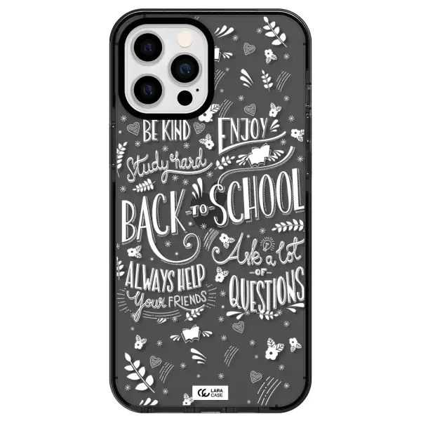 Back To School Apple iPhone 12 pro max impact Smoke Black Case