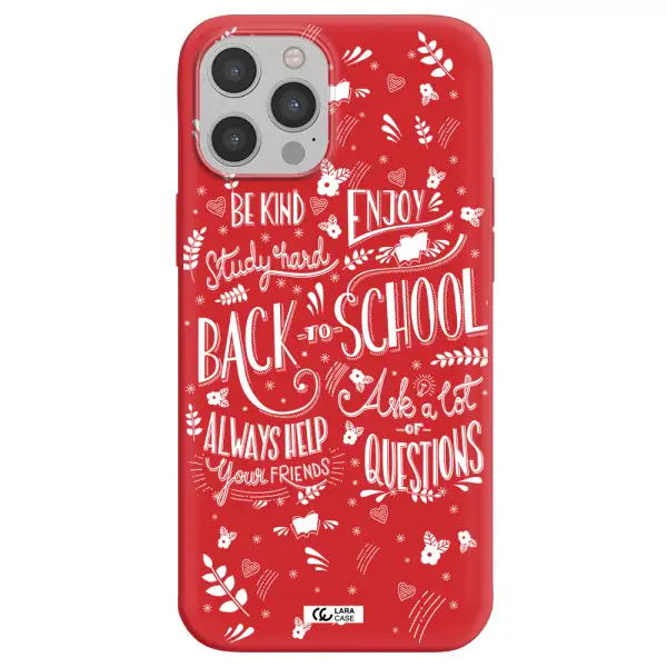 Back To School Apple iPhone 12 pro Silicone Imperial Red Case