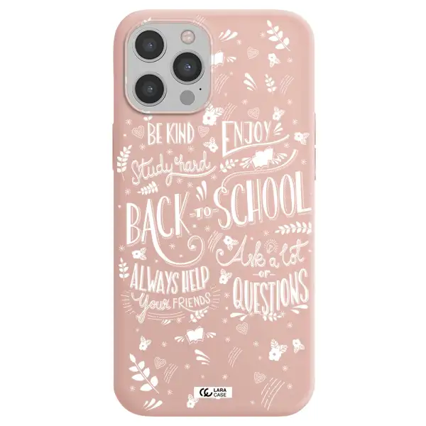 Back To School Apple iPhone 12 pro Silicone pastel pink Case