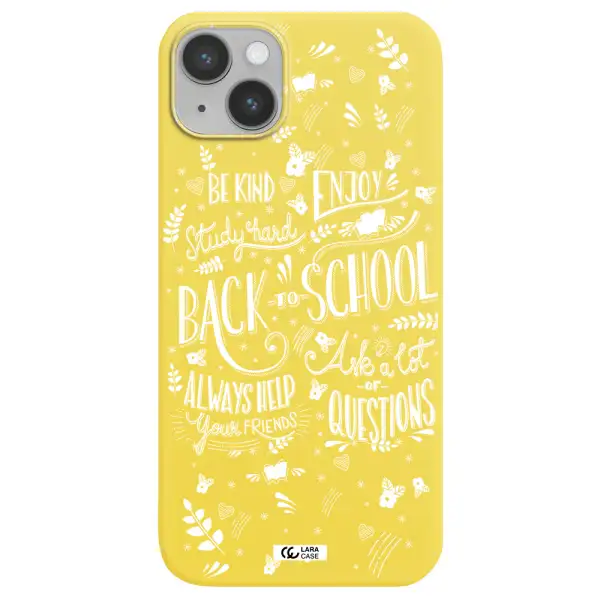 Back To School Apple iPhone 14 plus Silicone canary yellow Case