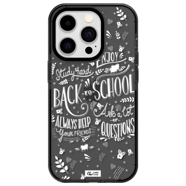 Back To School Apple iPhone 14 pro impact Smoke Black Case