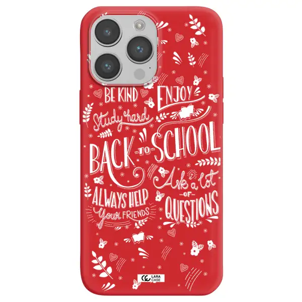 Back To School Apple iPhone 14 pro max Silicone Imperial Red Case