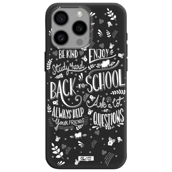 Back To School Apple Iphone 15 Pro max Silicone black Case