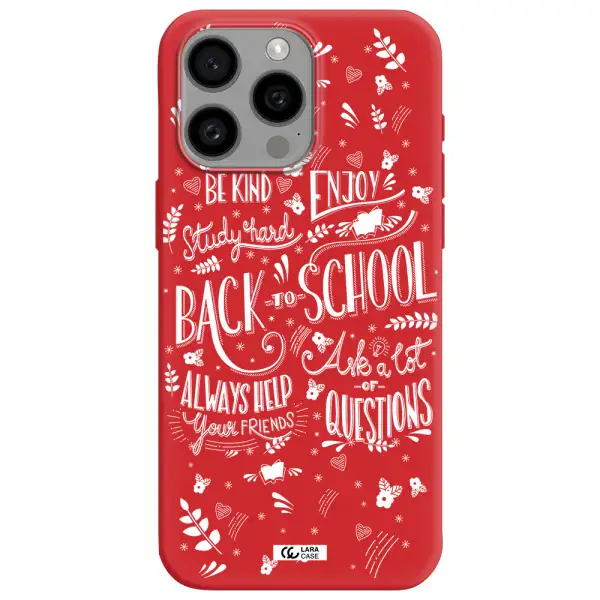 Back To School Apple Iphone 15 Pro Max Silicone Imperial Red Case