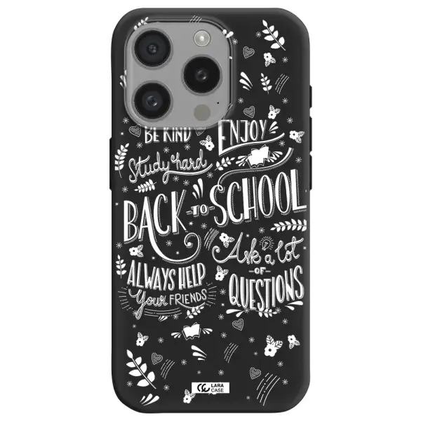 Back To School Apple Iphone 15 Pro Silicone Black Case
