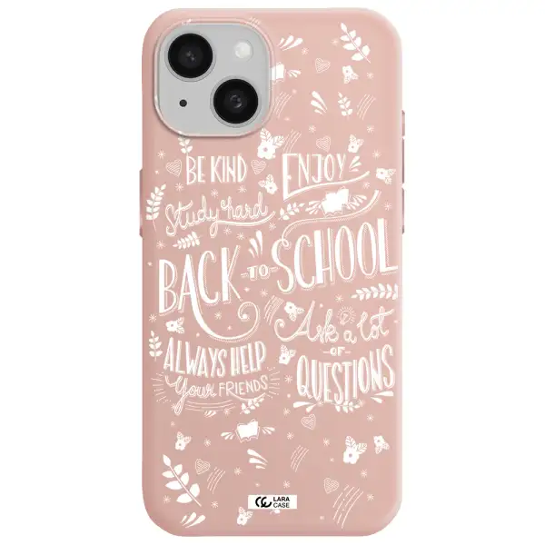 Back To School Apple Iphone 15 Silicone Pastel Pink Case