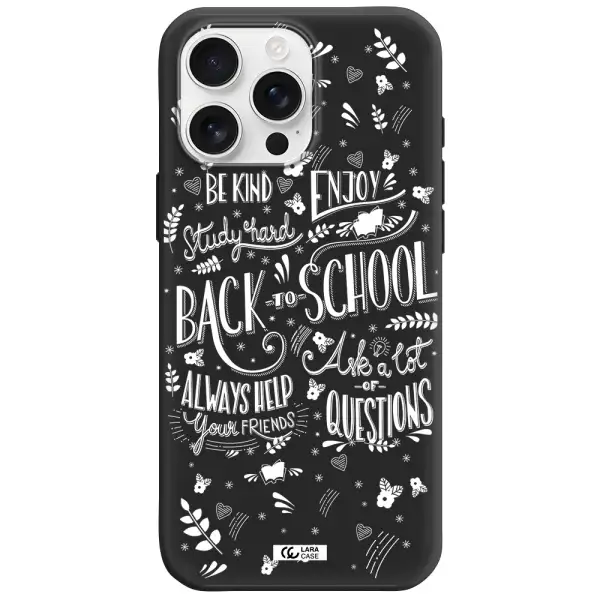 Back To School Apple Iphone 16 Pro Max Silicone Black Case