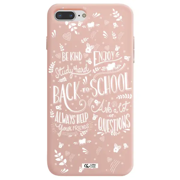 Back To School Apple iPhone 8 plus Silicone pastel pink Case