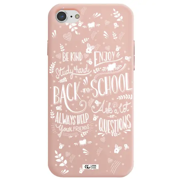 Back To School Apple iPhone 8 Silicone pastel pink Case
